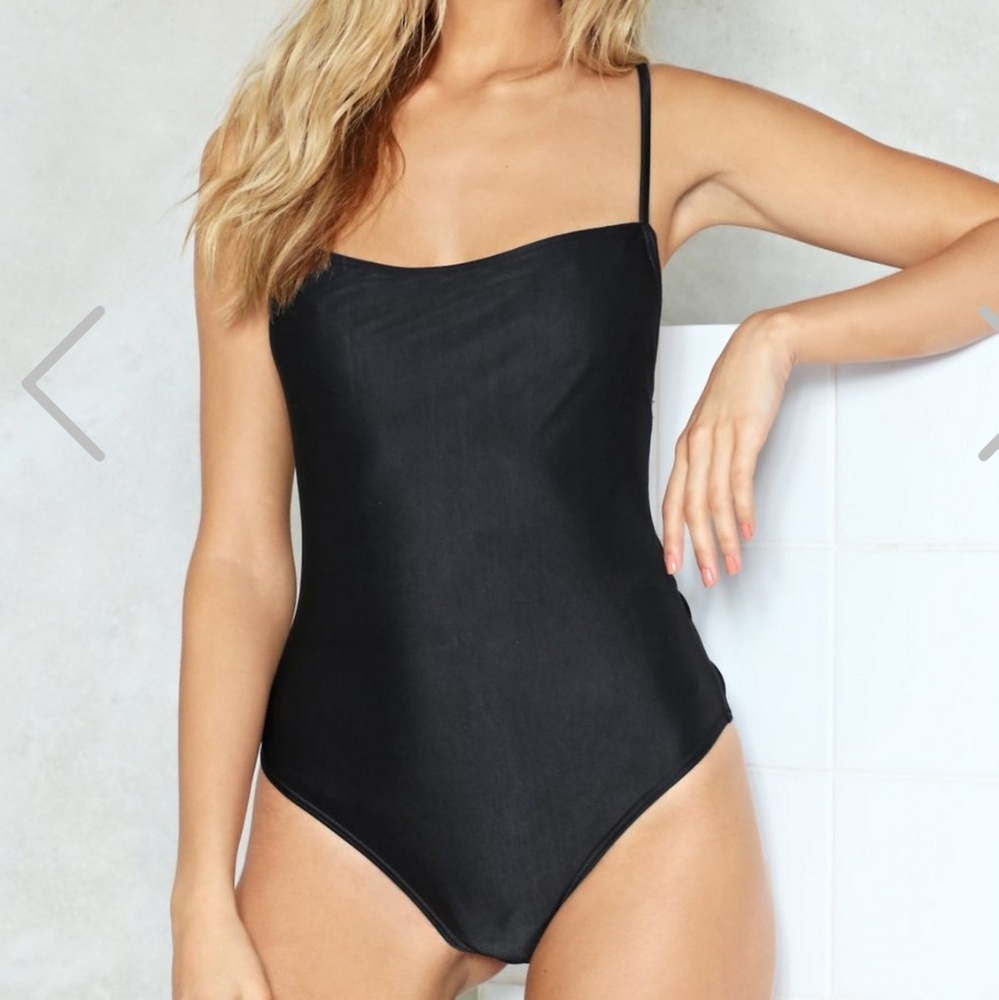 Nasty Gal strappy tie back one piece, size 8